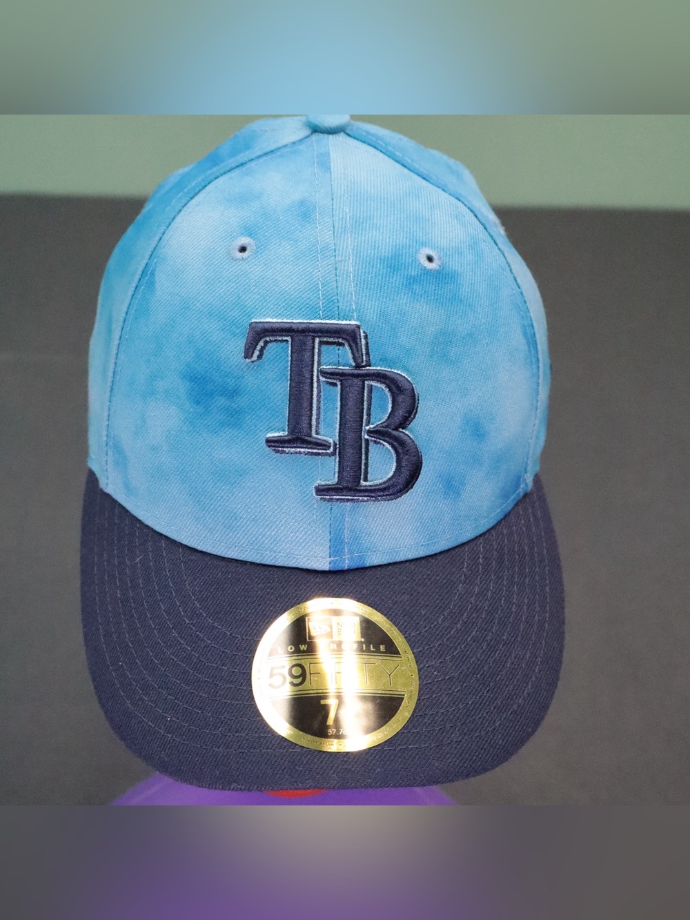 New Era 59FIFTY Low Profile Tampa Bay Rays Hat 7 1/4 MLB Authentic Tie Dye Cap